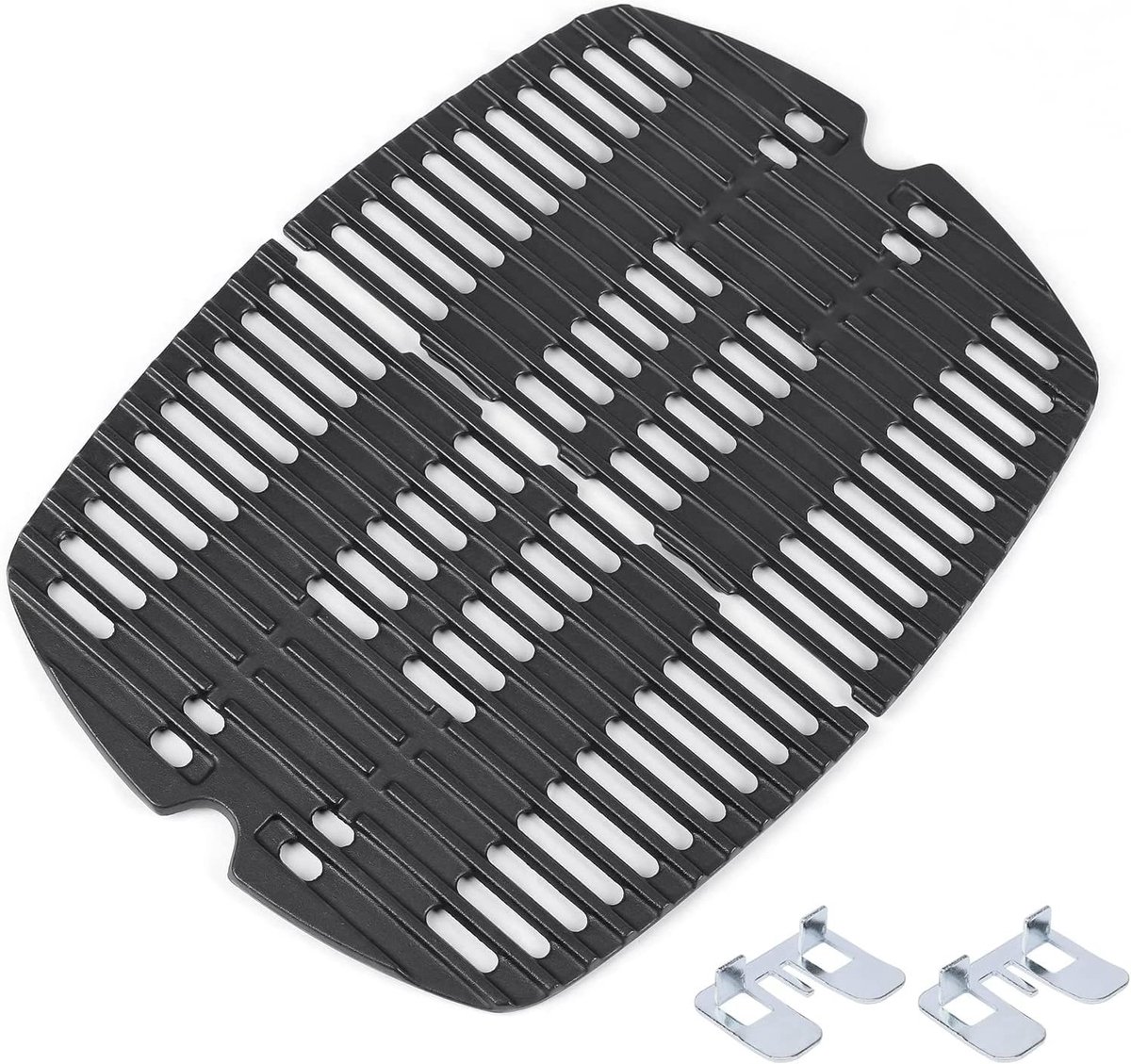 Omgoods- Kookrooster Gietijzer 43,2 x 32,3cm - Vervangende Onderdelen - 2-pack - Geschikt voor Weber Q100/Q140/Q1000/Q1200 - Hoogwaardig Materiaal - Gratis Nieuwe Verzending bij Defect - Grillrooster
