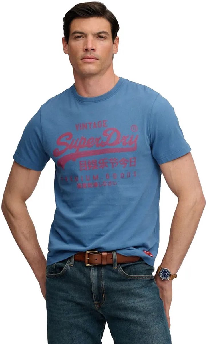 Superdry Vintage Logo Classic T-shirt Heren T-shirts Blauw