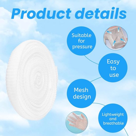 Ademende elastische buisverband voor armen, polsen, ellebogen en benen - 2m x 3.8cm, wondbescherming en ondersteuning — afbeelding 2