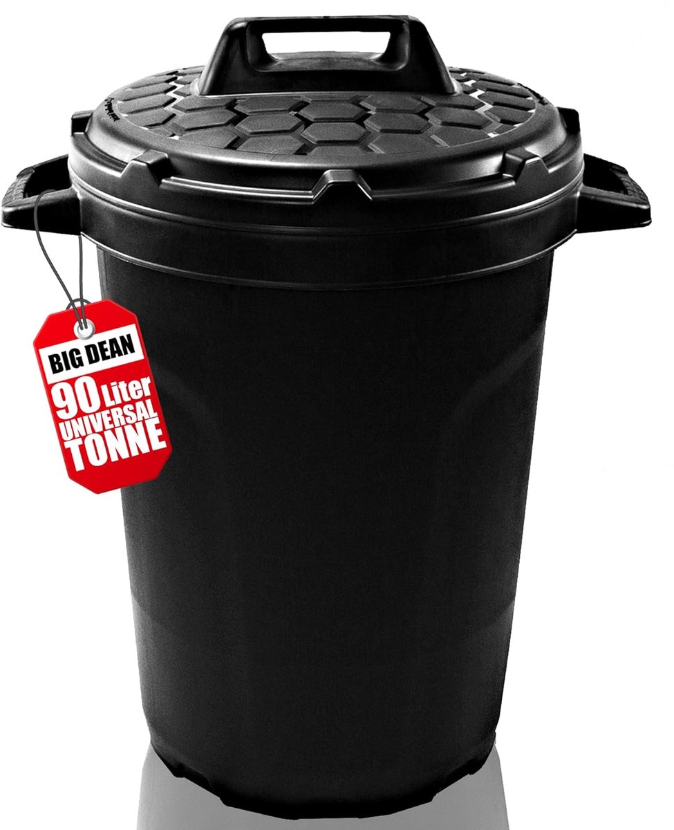 SnelShoppen - Universele Multi-functie Vuilnisbak 90 L - Zwarte Plastic Afvalbak met Deksel - Ideaal voor Tuin, Keuken, Opslag en Wateropvang