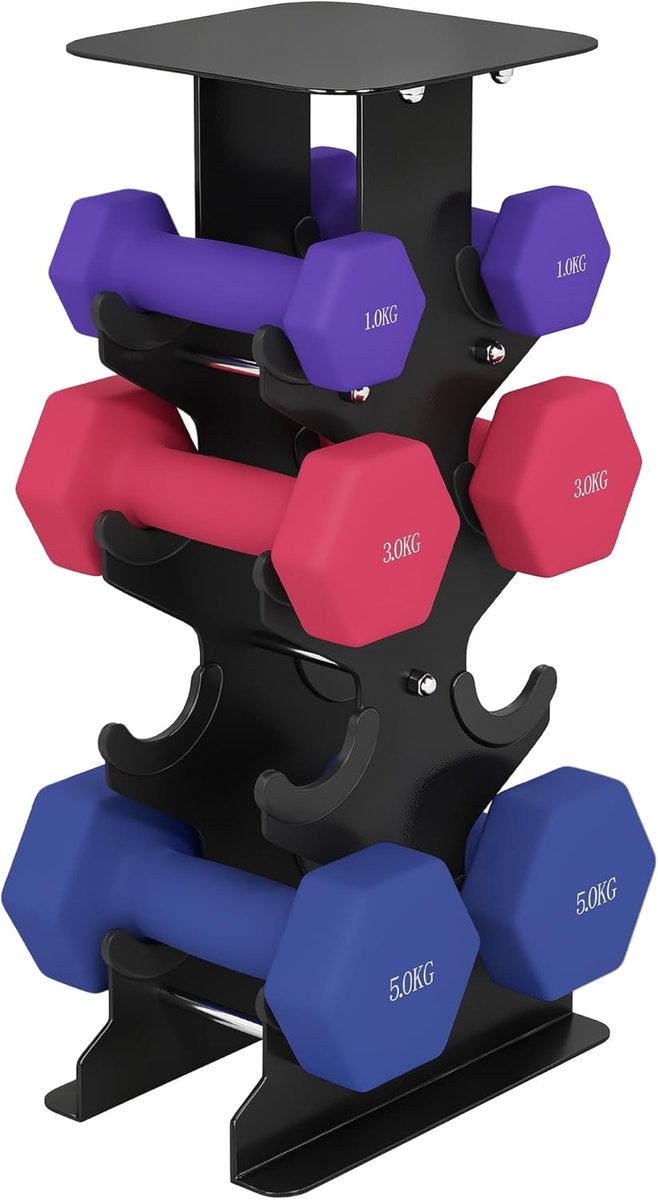 Halterset 3 Paar Halters met Opbergrek, Antislip Handgreep, 1-5 kg Hexagonaal Halterset voor Thuisfitness
