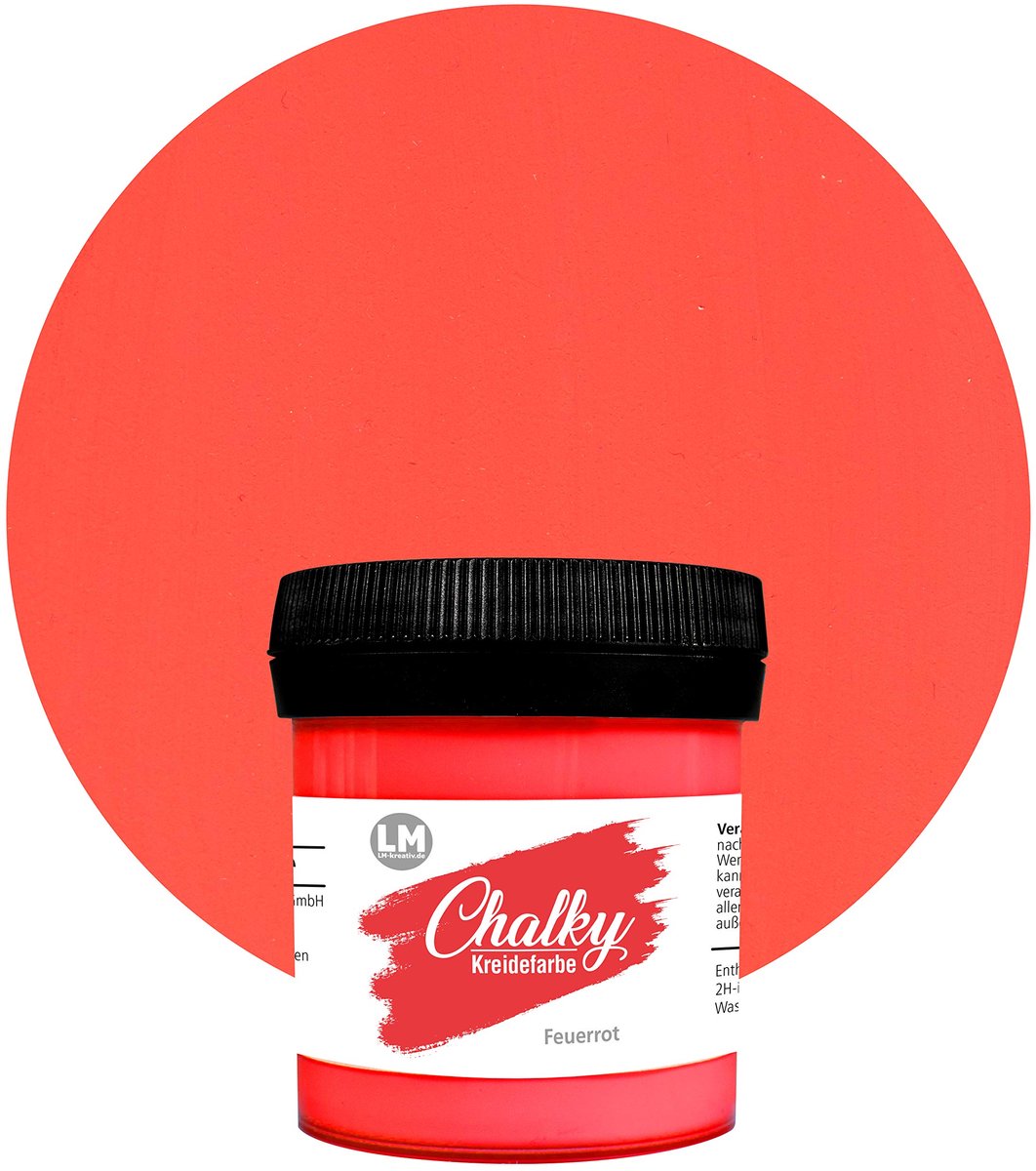 LM-Kreativ Chalky Chalk Paint - krijtverf voor meubels - vuurrood - 100 ml - mat