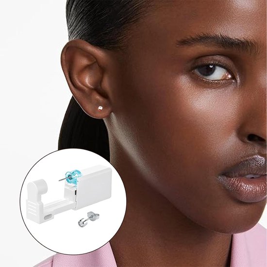 Set van 8 oorpiercingpistolen, pijnloos zelf oorpiercingpistool, aseptische wegwerpbare oorknopjes, voor meisjes, jongens, vrouwen, mannen (Argent) — afbeelding 4