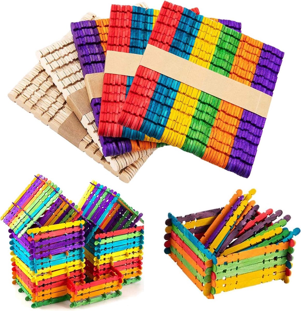 Houten knutselstokken, ijsstokken van hout voor kunst, doe-het-zelfprojecten, decoraties (250 stuks)