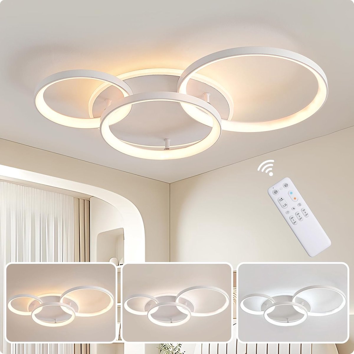 dimbaar 3000 K - 6000 K, moderne LED-plafondlamp, woonkamerlamp 45W 3800lm, voor slaapkamer, keuken, hal, balkon, badkamer, voordeuren, kinderkamer, 60 x 40cm