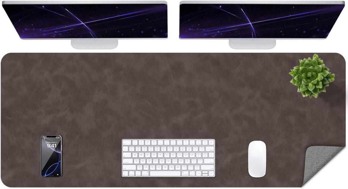 SnelShoppen - Grote Niet-slip Bureau Pad met Verweerd Effect - Kunstlederen Bureau Mat met Suede, Computer Pad Groot, Muismat Bureau Mat Voor Schrijve