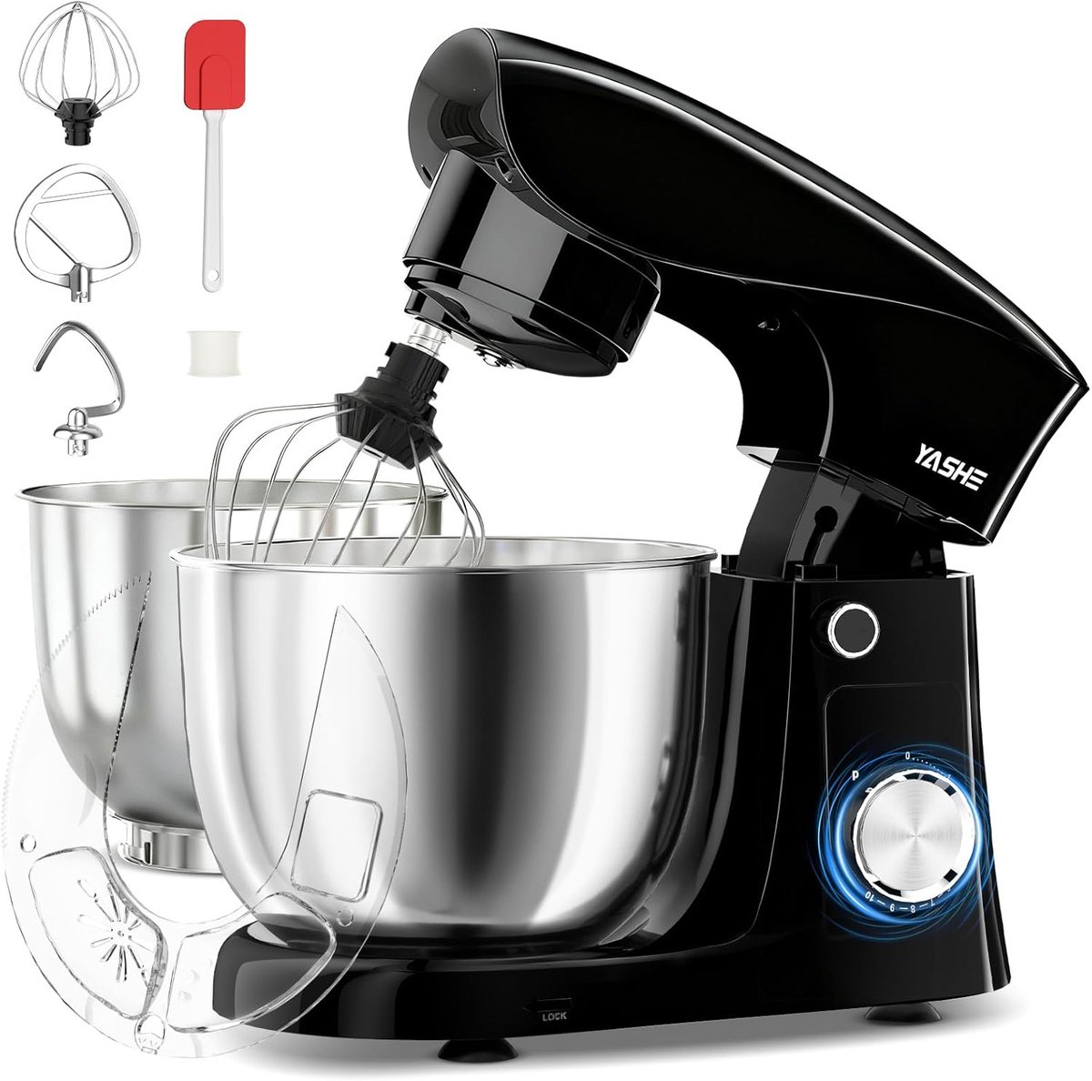 SnelShoppen - Krachtige Foodprocessor 1500 W met 4.5 + 5L RVS Mengkommen, 10+ P Snelheden, Kantelkop, Deeghaak, Klopper en Garde - Perfect voor Keuken
