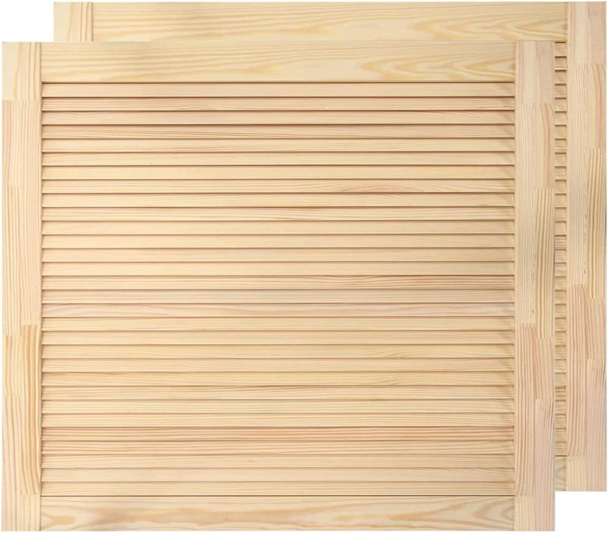 Houten Lamellen Deur - Kastdeur Shutters - Interieur Afscheiding - Open Lamellen Structuur - 39.5 x 49.4 cm - Naturel Hout