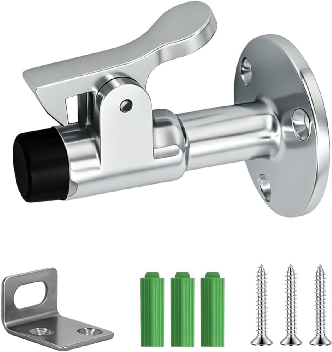 SnelShoppen - Deurstopper voor Buiten, Wandmontage met Rubber Buffer, Weerbestendige Magnesiumlegering, Poorthouder voor Tuinpoort, Garagedeuren, Boot