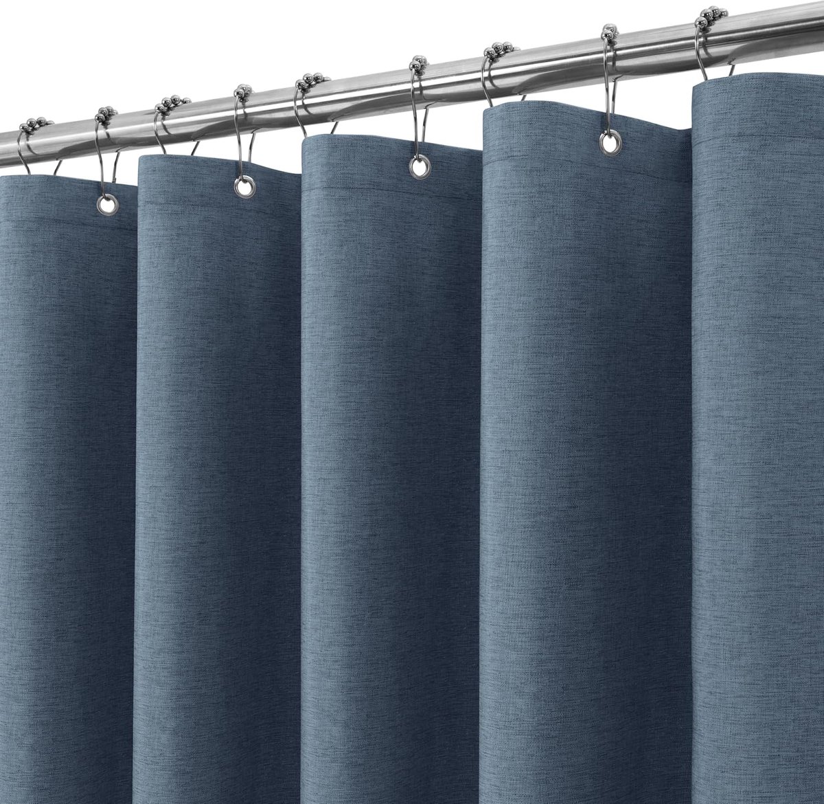 SnelShoppen - Douchegordijn Linnen Textuur Waterdicht met Metalen Douchegordijnringen - Anti-schimmel Textiel Badkamer Gordijn Zwaar Badgordijn 275 x