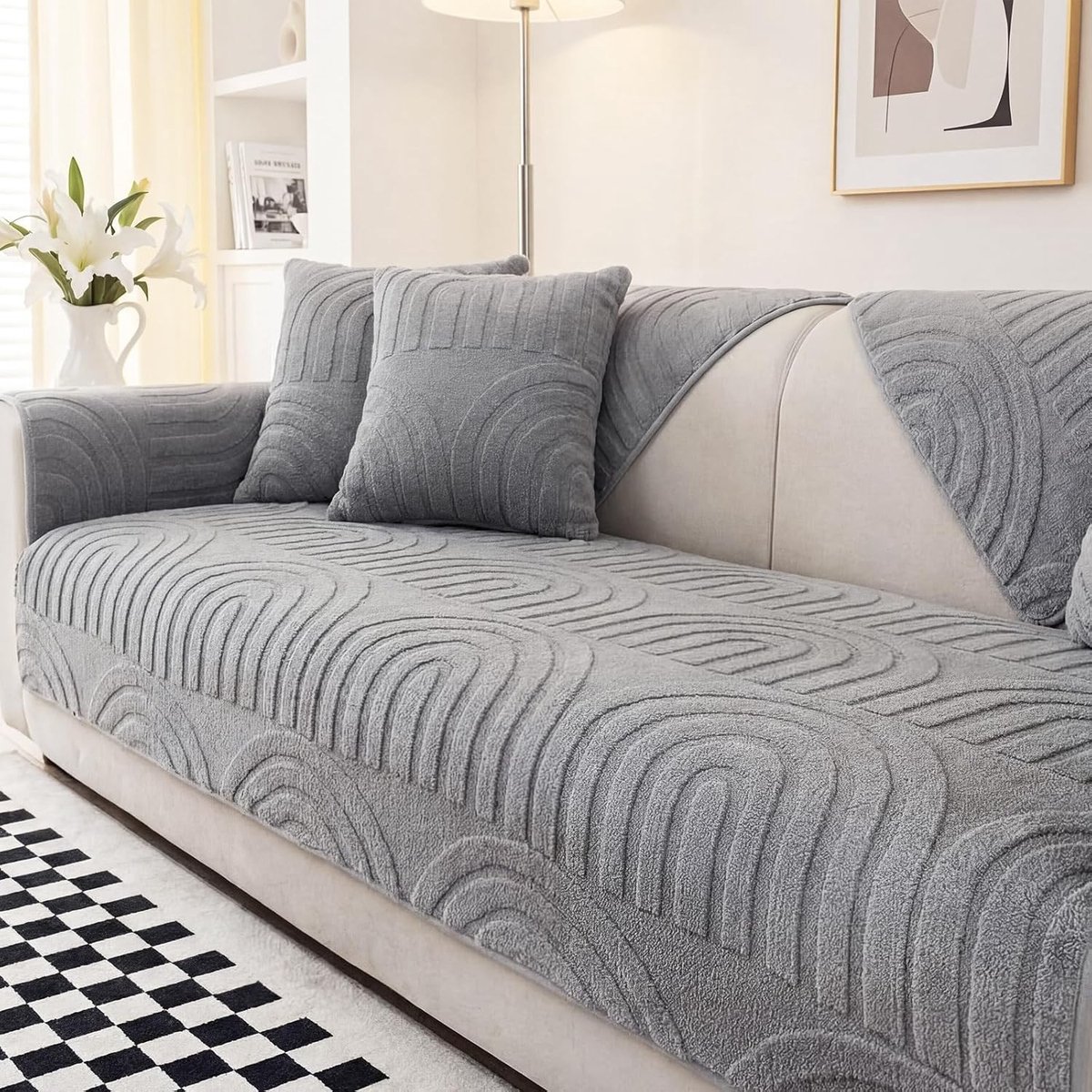 Wasbare en Antislip Sofa Hoes voor 1, 2, 3 en 4-Zitsbanken, L-vormig, Grijs, 70 x 180 cm, Perfecte Bescherming voor Meubels