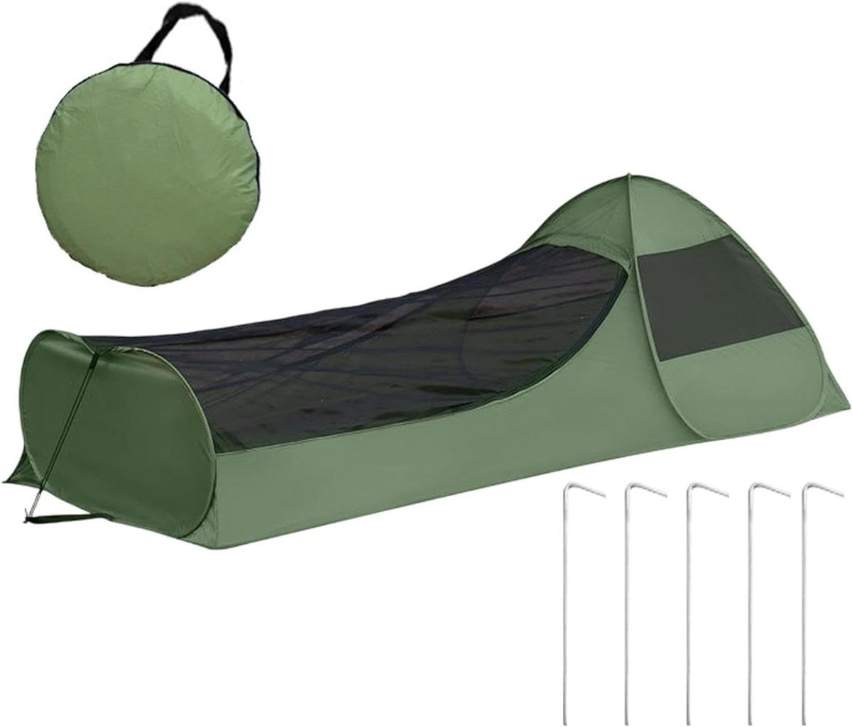 Opvouwbare Pop-up Tent - Draagbare Slaapzak - Kamperen en Reizen - Dubbele Rits - 220 x 105 x 75 cm