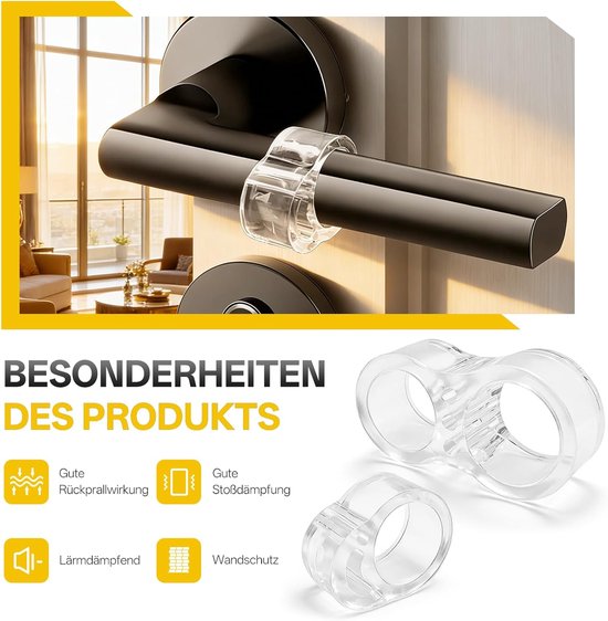 12 stuks deurklinkbeschermer - 6 ronde deurdemper + 6 deurgrepen stoppers voor 8 deurklinken, deurklinkdemper, geschikt voor deurklinkbeschermer kantoor Ø 18 mm en Ø 15 mm — afbeelding 3
