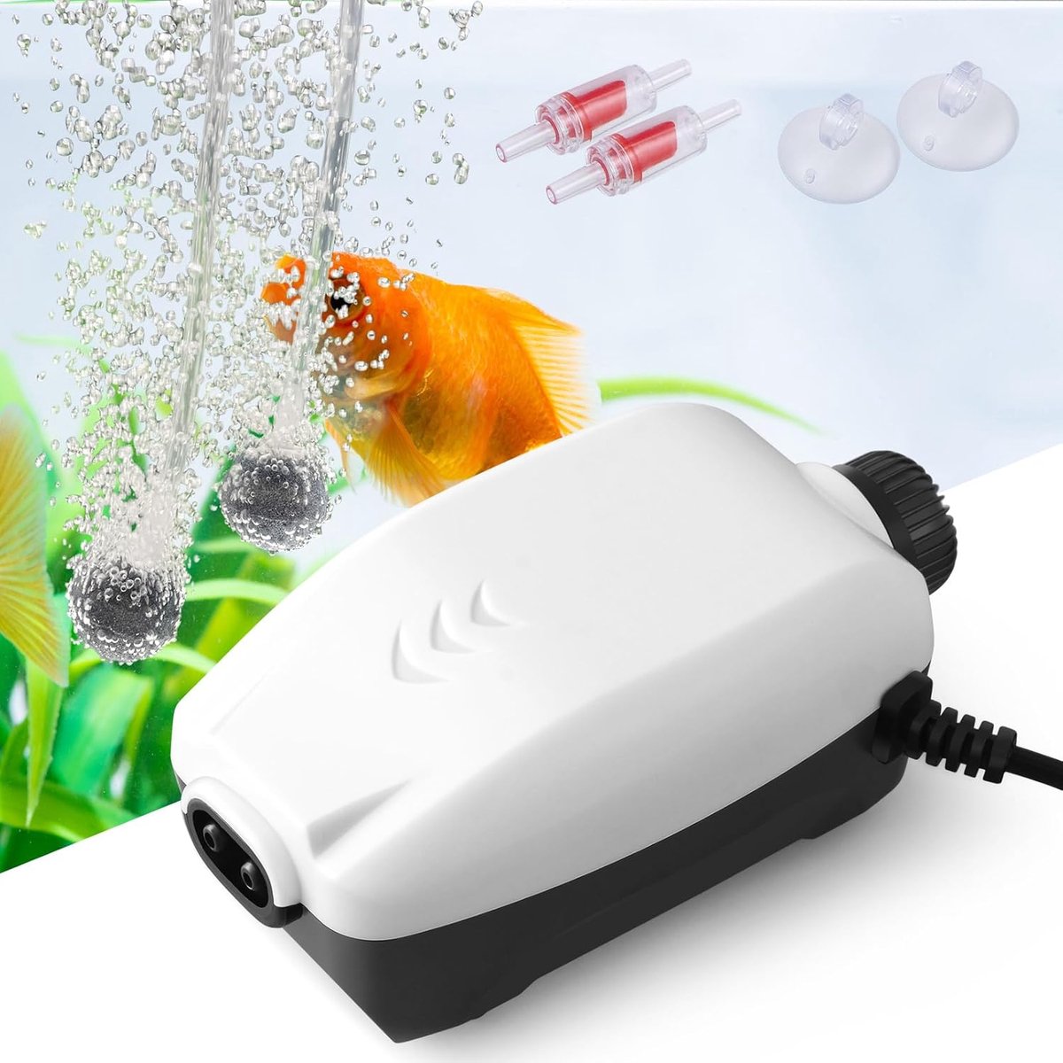 Nano Whisper Aquarium-luchtpomp, 2 W, 2,5 W, 1 uitgangen, 168 LPH, 2 uitgangen, 264 LPH, stil, instelbare zuurstofpomp, beluchter voor aquarium van 1-250 liter