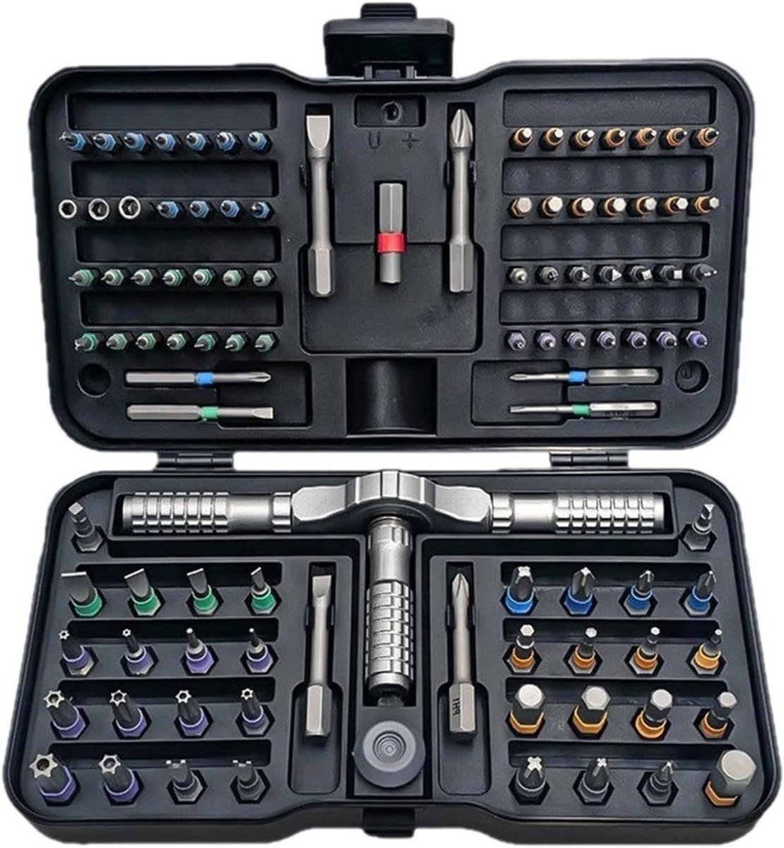 Ratelschroevendraaierset - Precisie Schroevendraaier Set - Kleine Reparaties - Magnetisch Ratelsysteem - 105 Delig - Grijs