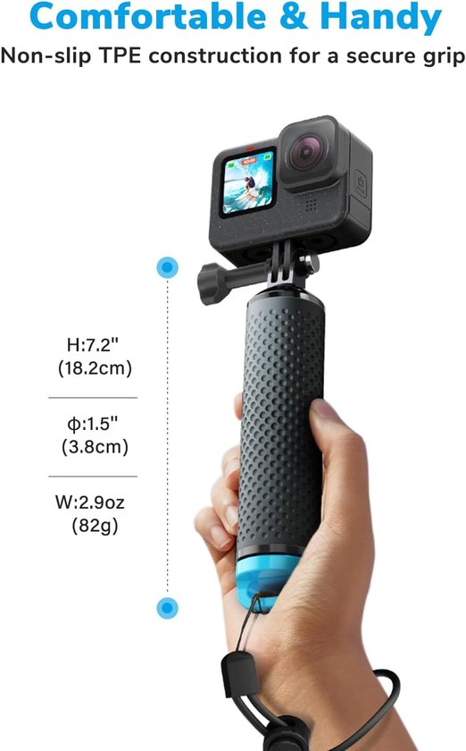 Stick Handler Floating Hand Grip Drijvende voor GoPro - Handgreep Monopod, voor Go Pro Hero 13 12 11 10 9 8 7 6 5 Session Max Mission DJI Osmo AKASO Actiecamera's, Blauw — afbeelding 2