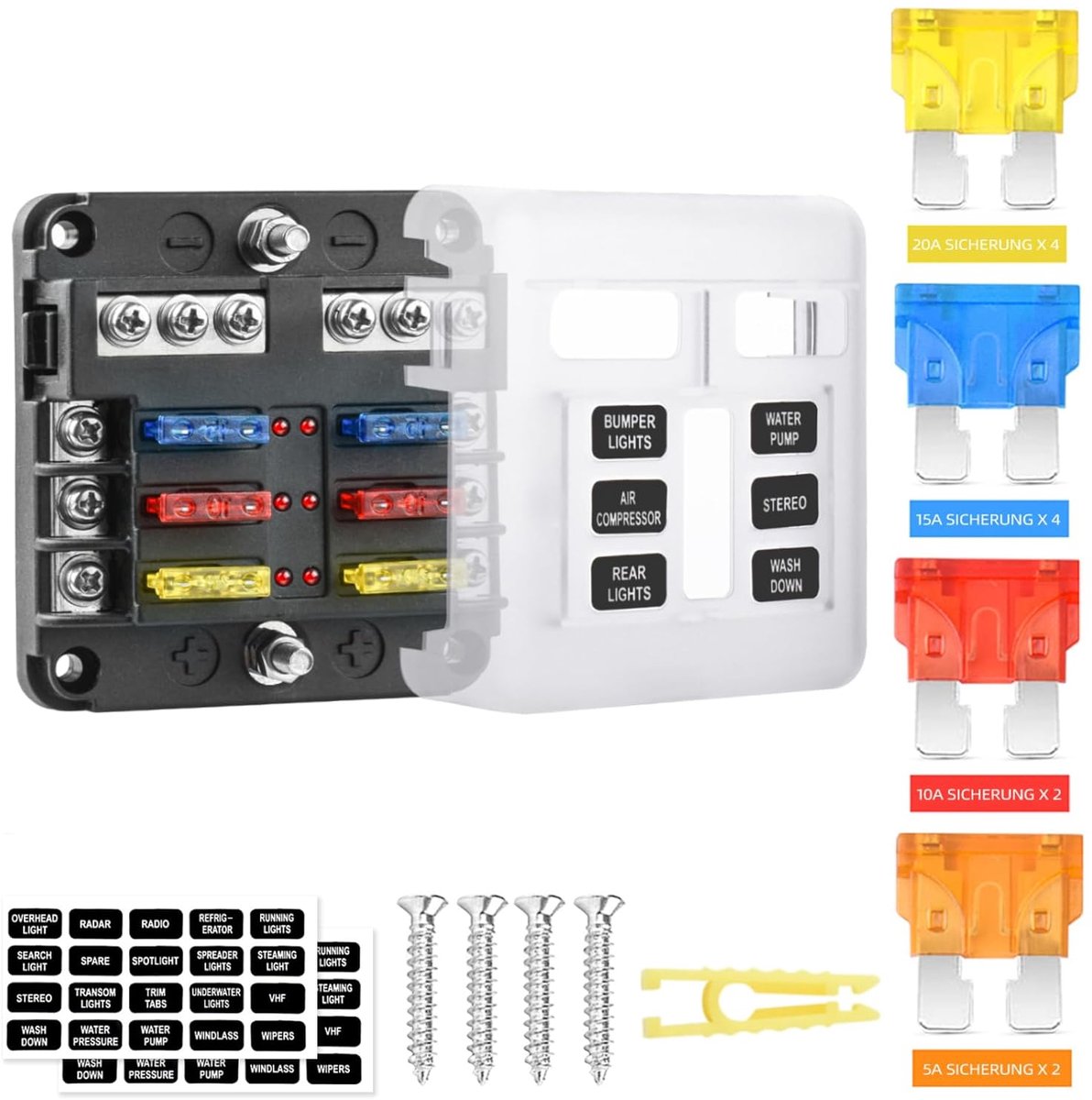 Platte zekering, 12 V zekeringhouder voor auto, zekeringkast, 12