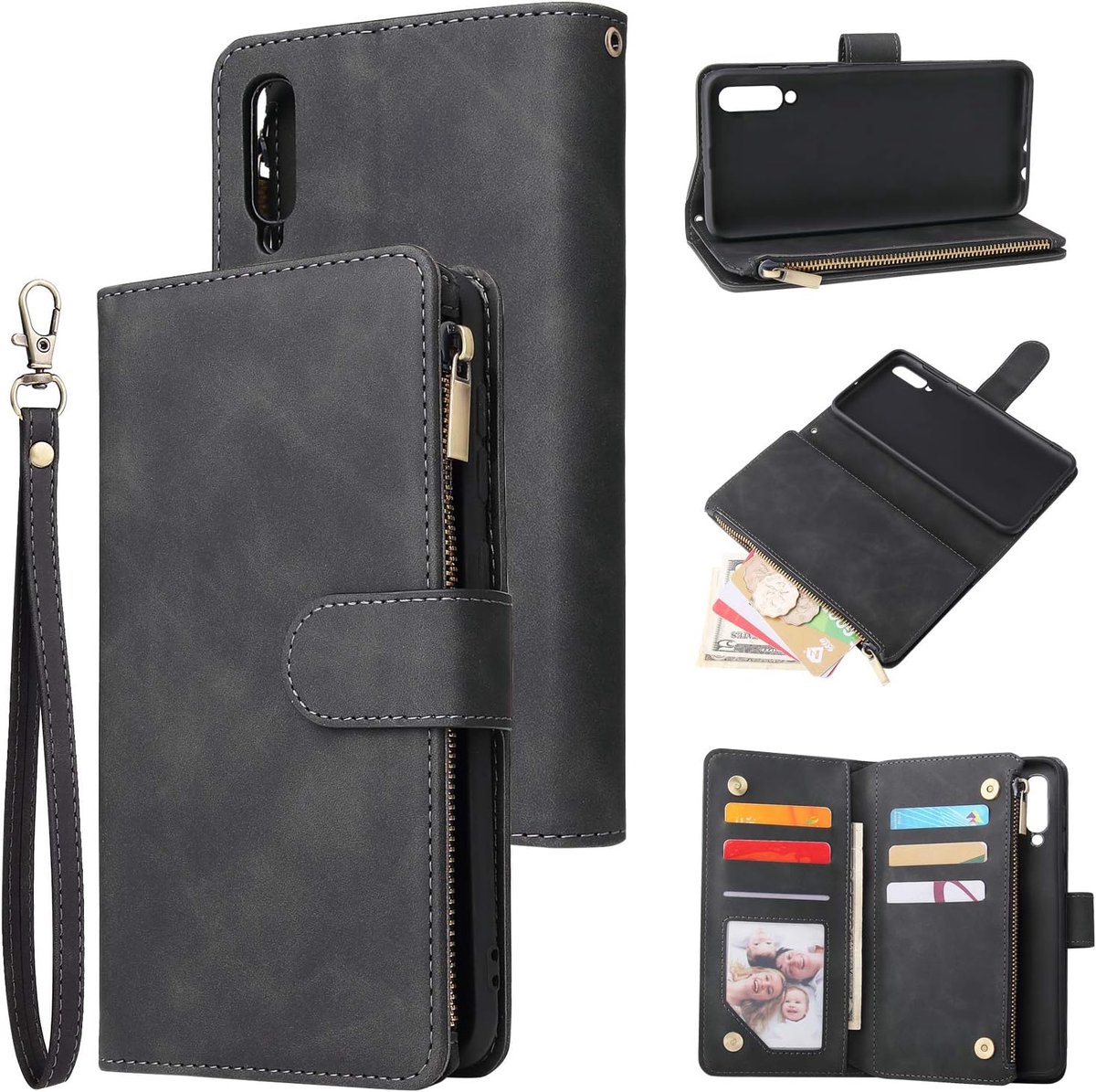 Telefoonhoesje voor Samsung Galaxy A50, retro ritssluiting