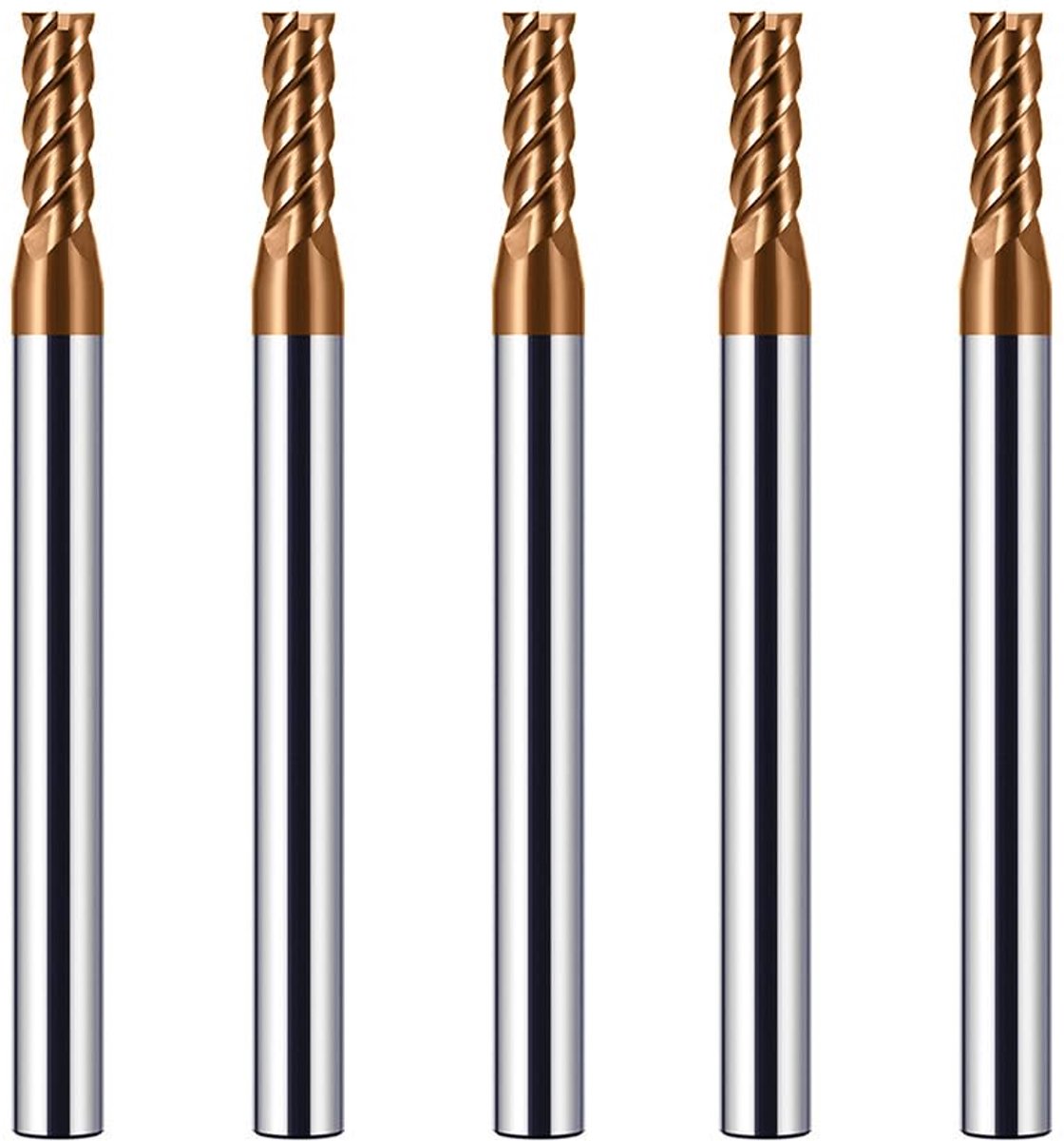 5Pcs Hardmetaal Frees 3mm, 4 Tanden/4 Snijden Cnc frees, goudkleurig