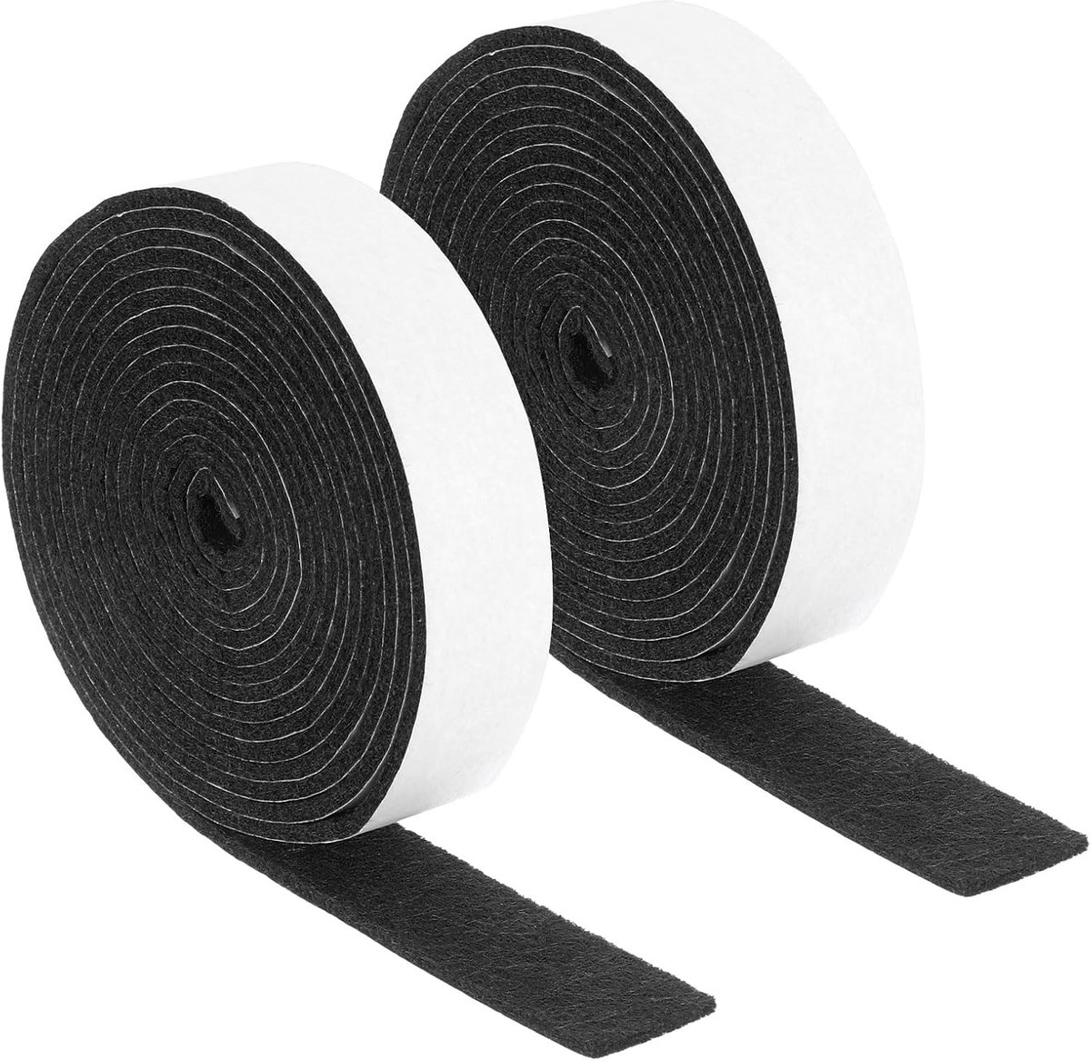 Viltstrips met lijm, 2 rollen, 2,5 x 30,5 x 30,5 x 3,5 cm, scheurvaste banden voor meubels, zelfklevende pads ter bescherming van houten vloeren, zwart