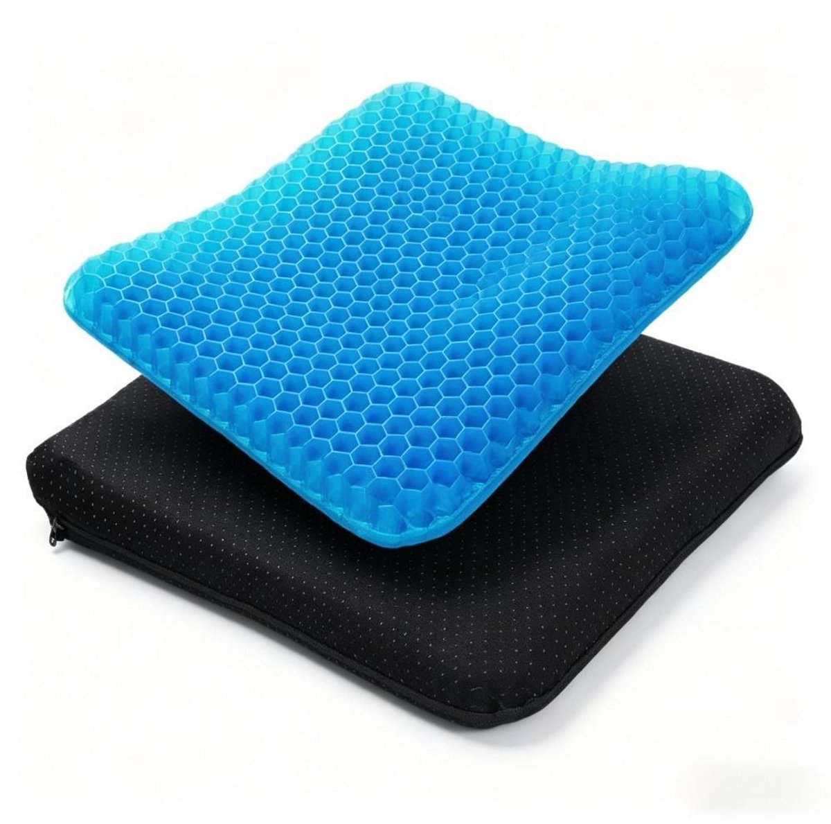 Gel Zitkussen - Ergonomisch orthopedisch zitkussen, Dubbele honingraatstructuur met afneembare hoes, Blauw