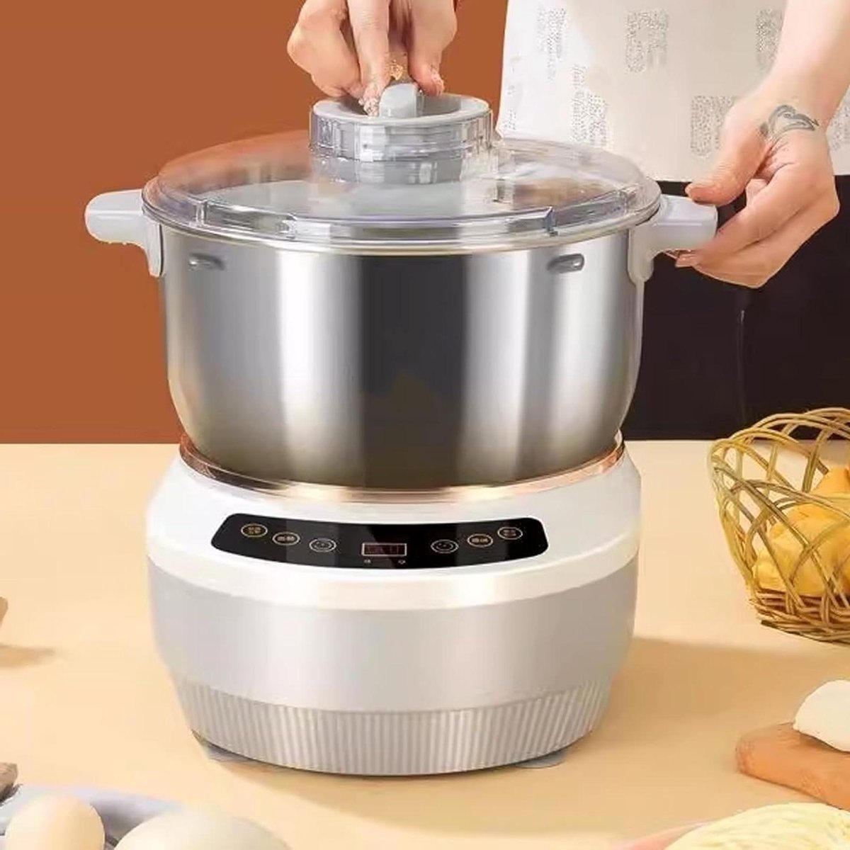Elektrische Deegmaker - Deegmixer Broodmaker - Bakken Thuis - Met Fermentatiefunctie - 5 of 7 Liter - Zilver