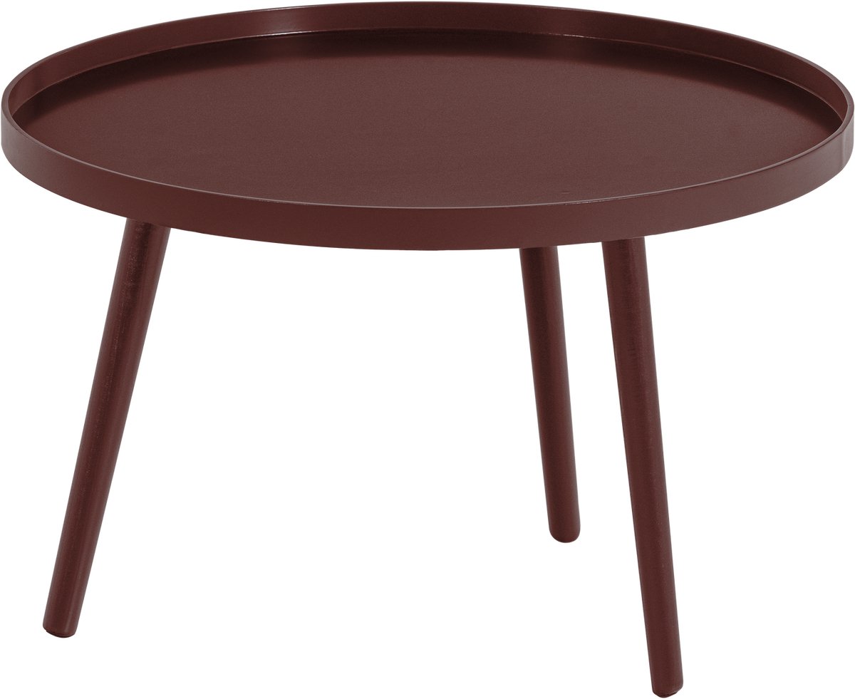 WOOOD Mesa Bijzettafel L 34xø60 cm - Hout - Bordeauxrood - 34x60x60