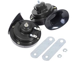 Luchthoorn - Luchthoorn Auto & Motor - 300dB - 12V - Twin Tone - Zwart - Waterdicht - Claxon - Slakkenhoorn - Vrachtwagen - Boot - ATV - Universeel - Snail Horn