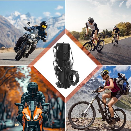 Motorfiets Bekerhouder - Bidonhouder Fiets - Drinken Onderweg - Verstelbare Diameter - 32-8 cm - Zwart — afbeelding 5