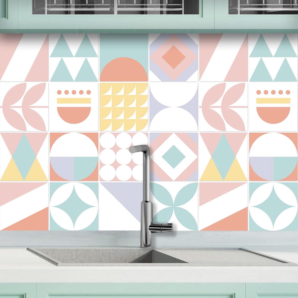 Tegelstickers, plakkende wandtegels voor badkamer, keuken, afpellen