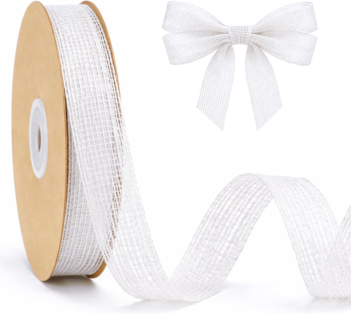 jijAcraft 20 mm jute lint smal wit: 18 m natuurlijk cadeaulint jute