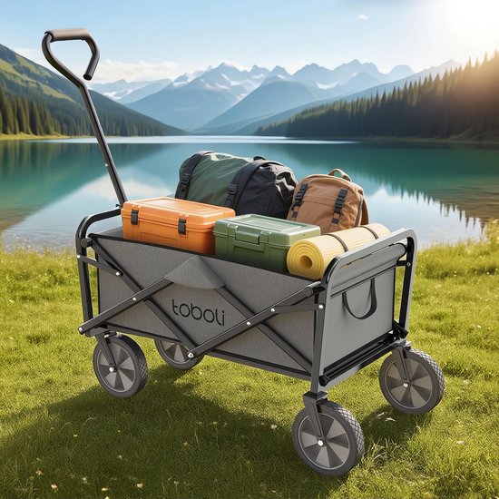 Opvouwbare Bolderkar - Offroad Bolderwagen - Tot 100 kg Draagkracht - Trolleywagen - Met Telescopische Handgreep van Opvouwbare Bolderkar — afbeelding 2