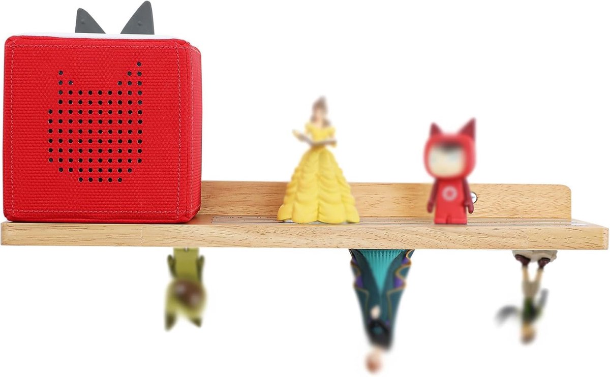 Plank voor Toniebox, Wandplank voor 35 Figuren, Kinderplank, Eenvoudige Montage, Kinderkamer, Woonkamer(Natuurlijk Hout)