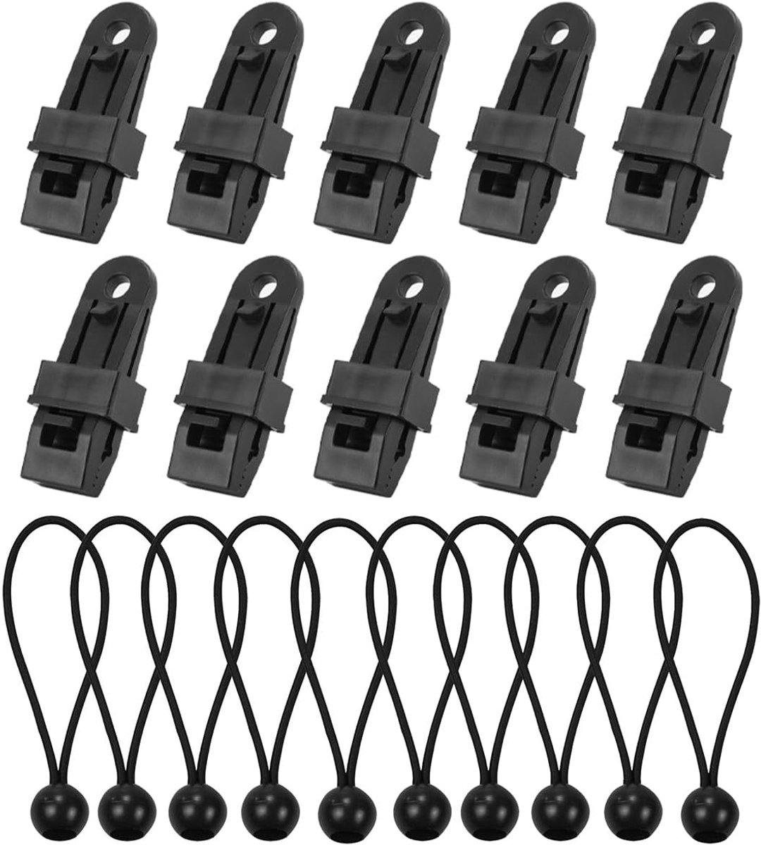 20 stuks Zonadah dekzeilclips set 10 tentclips met 10 tentkoorden