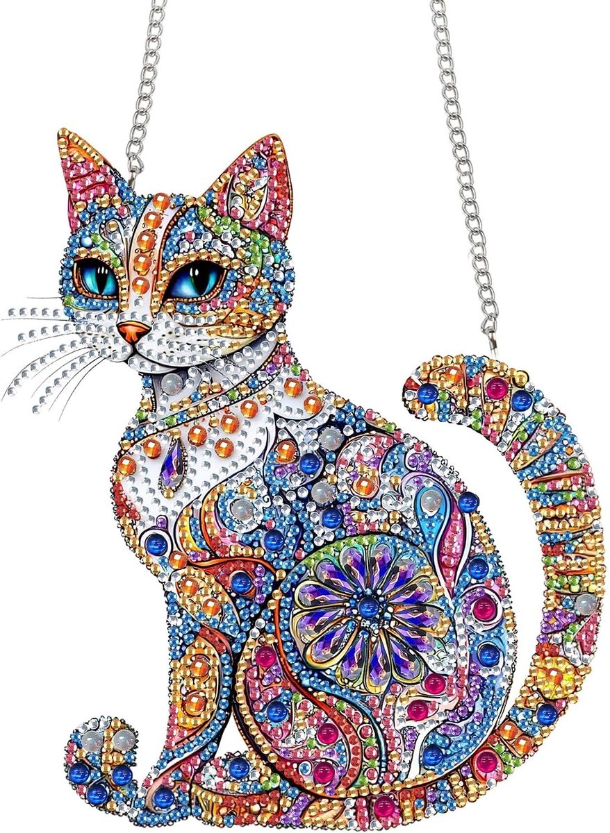 Diamond Painting Hanger Kat, Hangende Diamantkunst