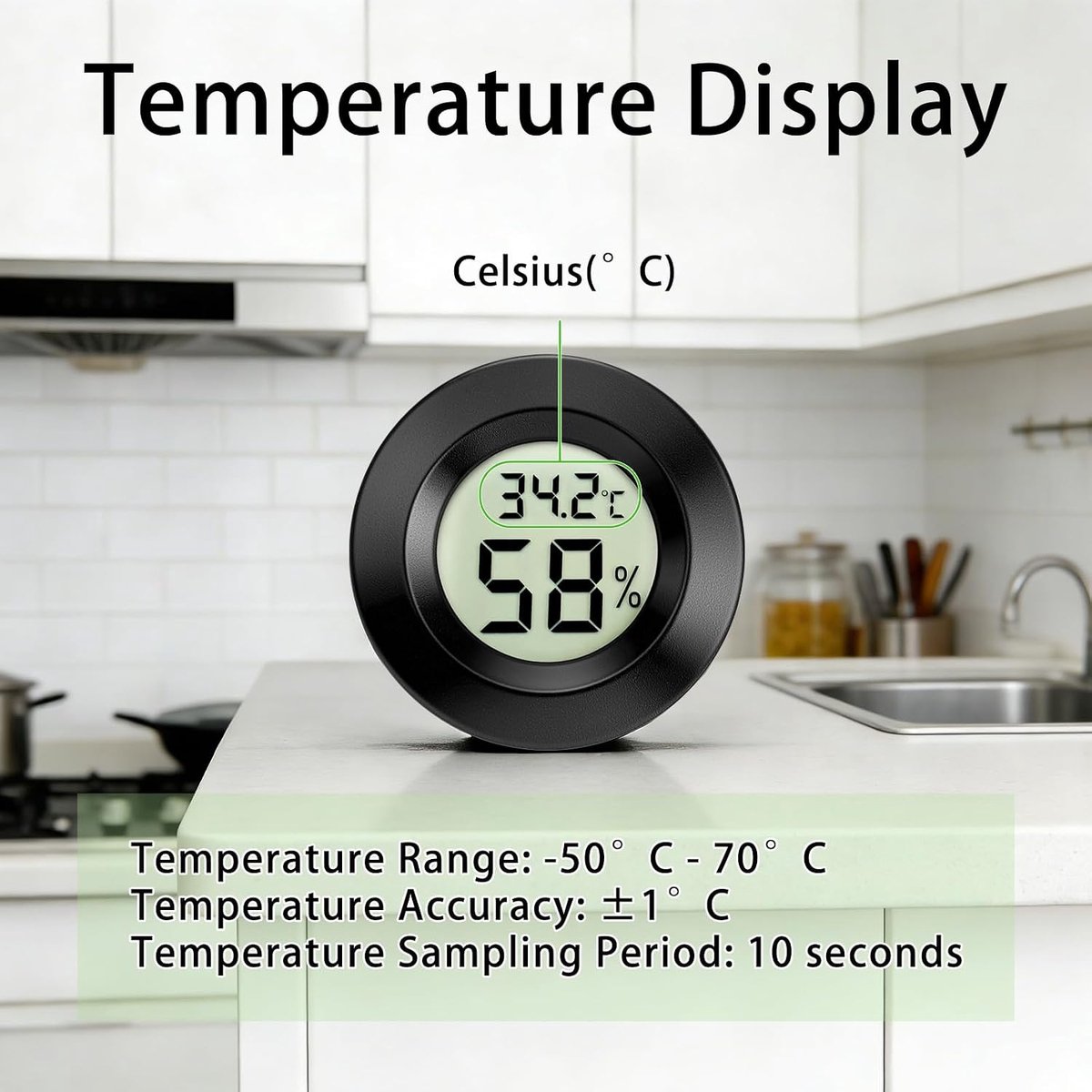 Digitale mini-hygrometer, thermometer, led-temperatuur-luchtvochtigheidsmeter voor binnen, woonkamer, school, wijnkelder, broeikas, magazijn, 6 stuks — cadeau in Cadeau-ideeën - foto 2