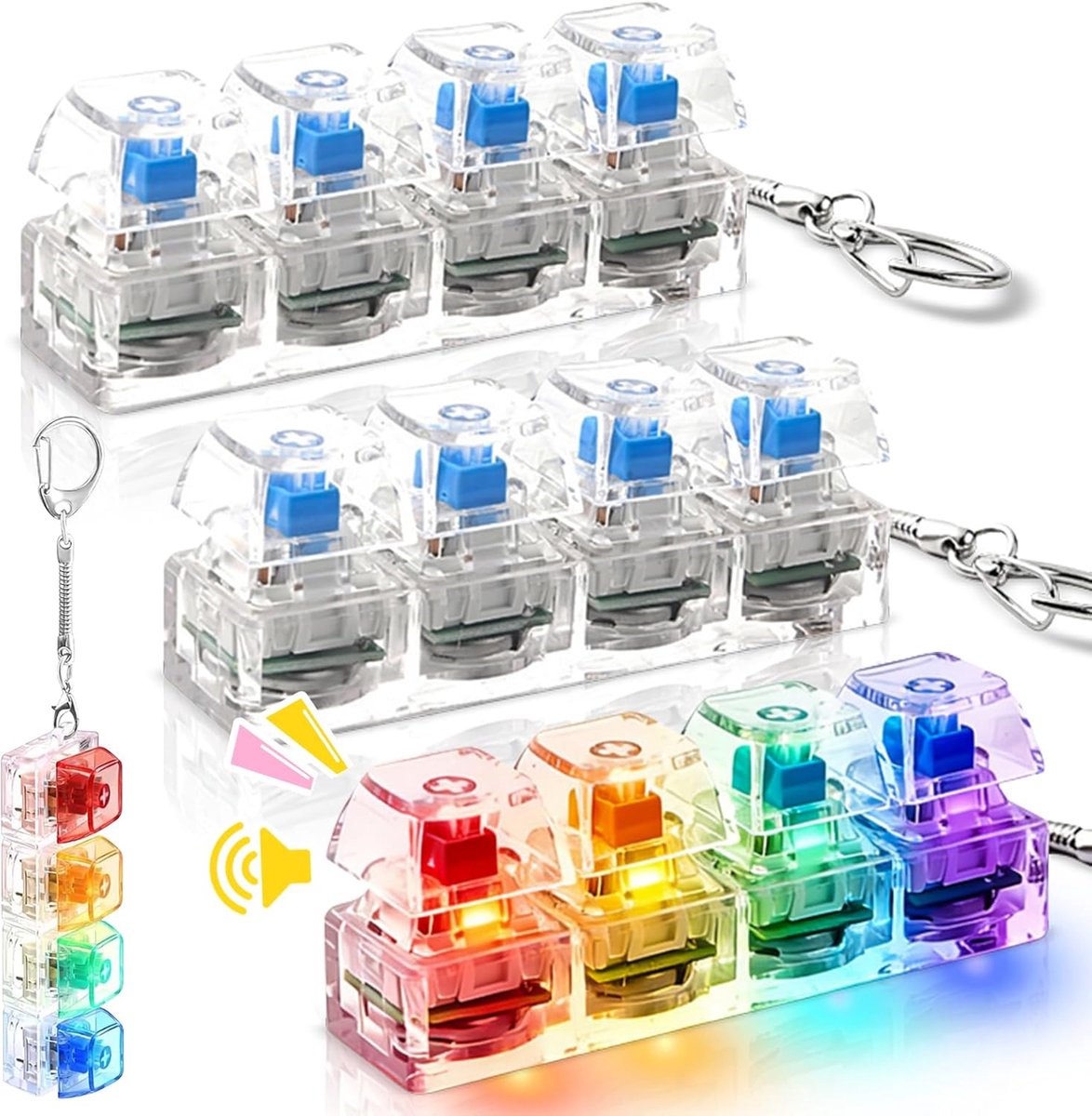 Speelgoed Toetsenbord voor Volwassenen, 3 Stuks Sleutelhanger Fidget