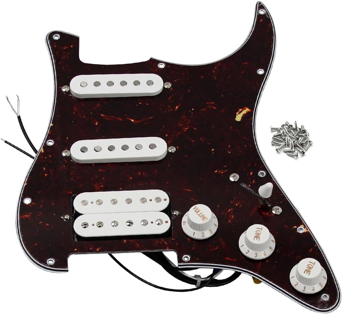Alnico V Geladen Voorbekabelde Slagplaat Set SSH Dual Rail Humbucker voor ST Elektrische Gitaar Vervanging Bruin Schildpad