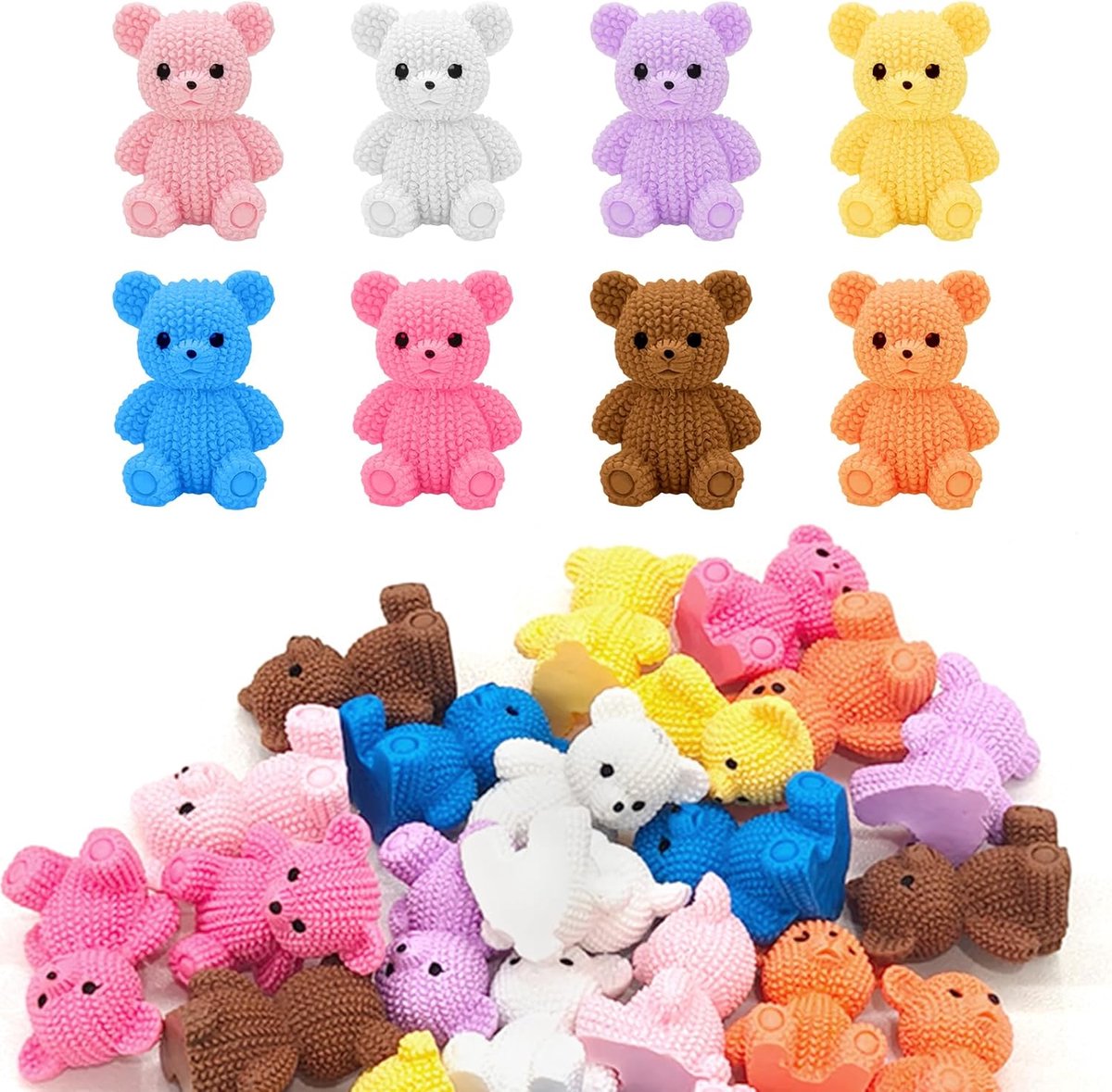 24st Miniatuurfiguren van Harsteddyberen, Mini Harsbeer in 8 Kleuren Schattige Decoratie-Accessoires de Vorm Dieren voor Doe-Het-Zelf-Knutselwerkjes in Speelgoedhuis Feeëntuin