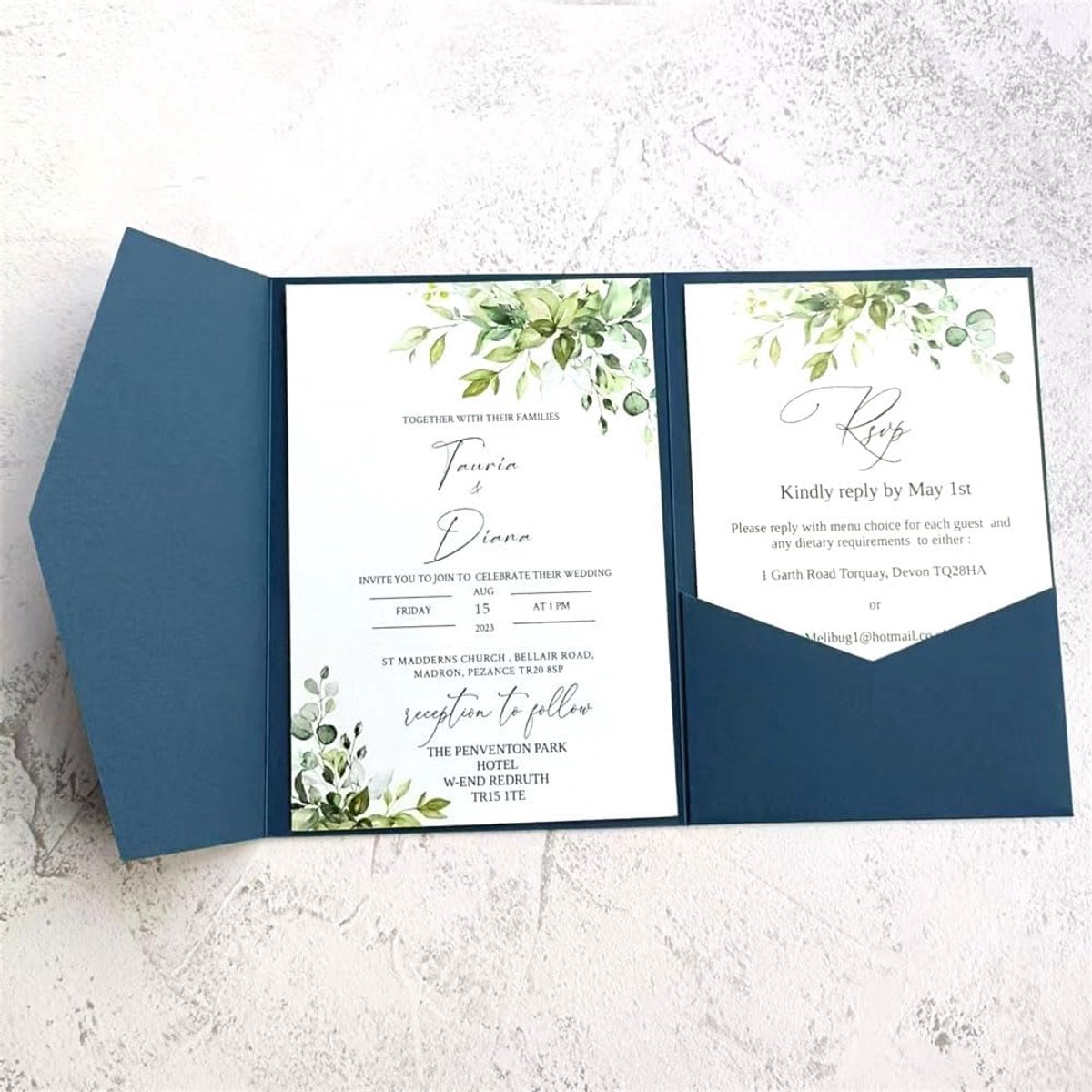 Matblauwe bruiloftsenvelop, 25 stuks, zakenvelop voor Mariage
