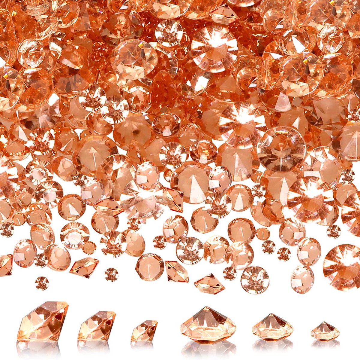 5000 stuks acrylkristallen, diamanten, diamantvorm, roségoud, confetti, 3 mm, 6 mm, 10 mm, voor decoratie, tafelstuk, bruiloft, bruid, vaaskralen