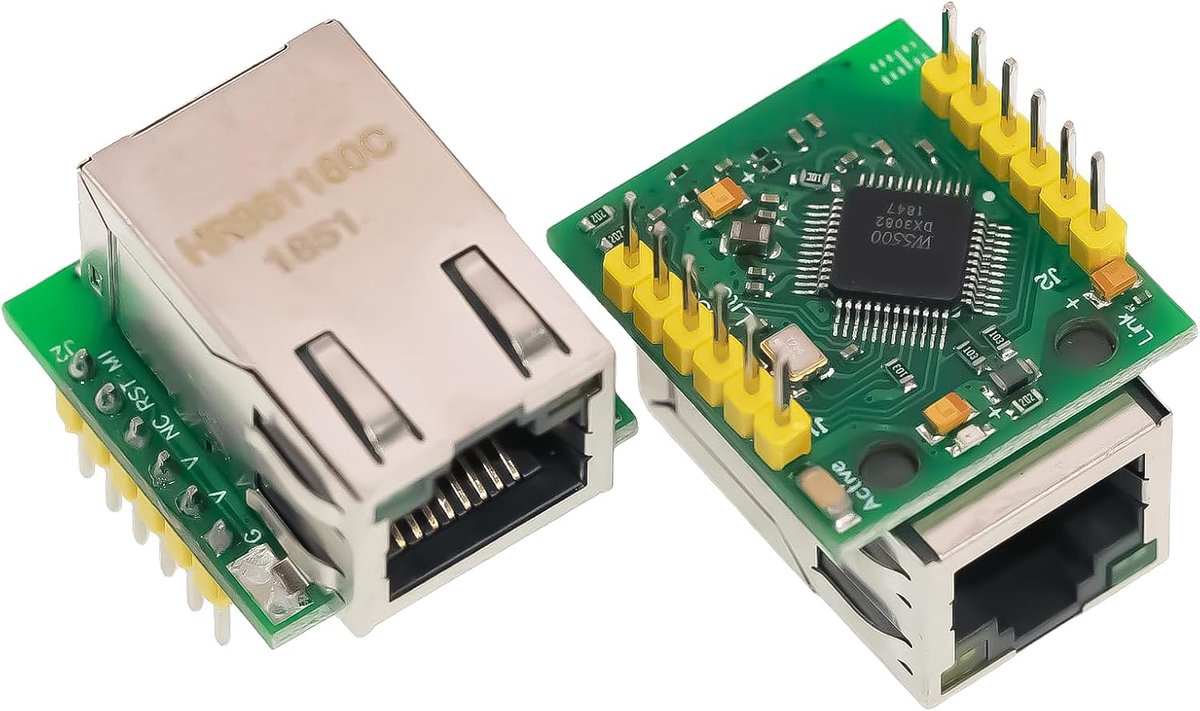 2 stuks USR-ES1 W5500 Ethernet Network Module SPI naar LAN TCP IP STM32 interface, Ethernet Converter TCP/IP Mod compatibel WIZ820Io Interface 3.3V 5V