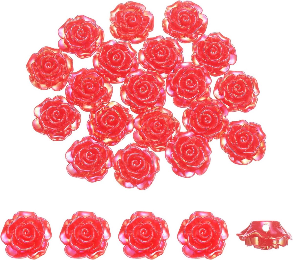 50 stuks roze bloemknoppen, Abs platte rug bloemknoppen voor armband