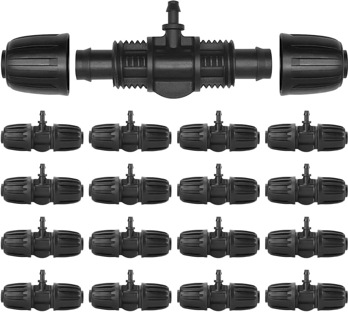 15 stuks micro-druppelirrigatieconnectoren, 1/2 inch naar 1/4 inch verloopstuk tuinirrigatie gebarbed tee T-aansluiting anti-drop reducer connector voor druppelslang irrigatiearmaturen