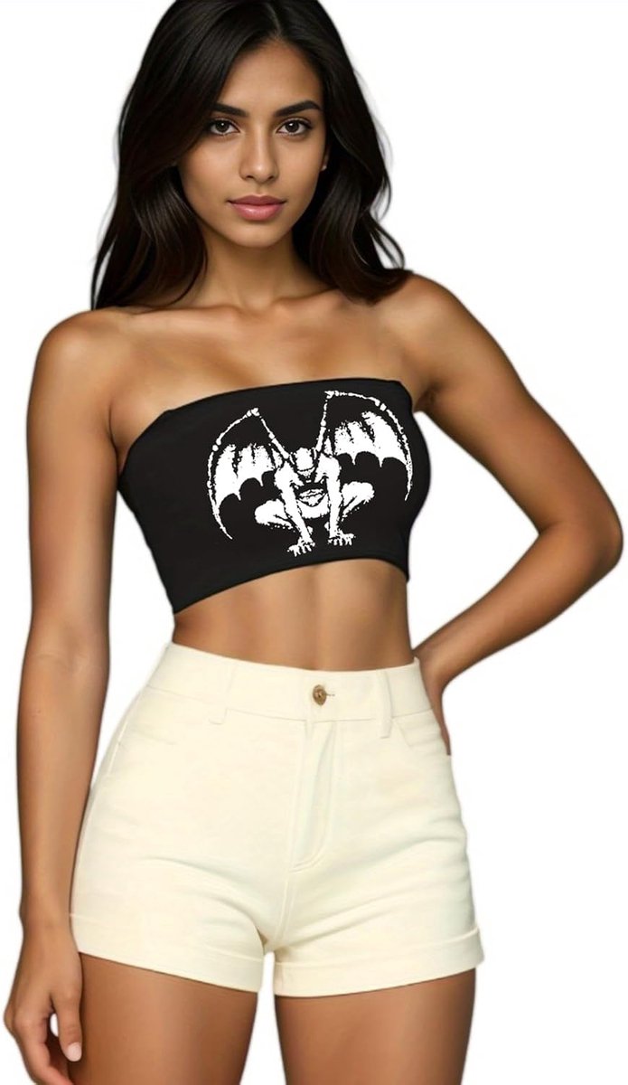 Grafische Print Strapless Tube Top Off Shoulder Backless Bandeau Tank Goth Harajuku Crop Corset Top Vrouwen Esthetische Kleding