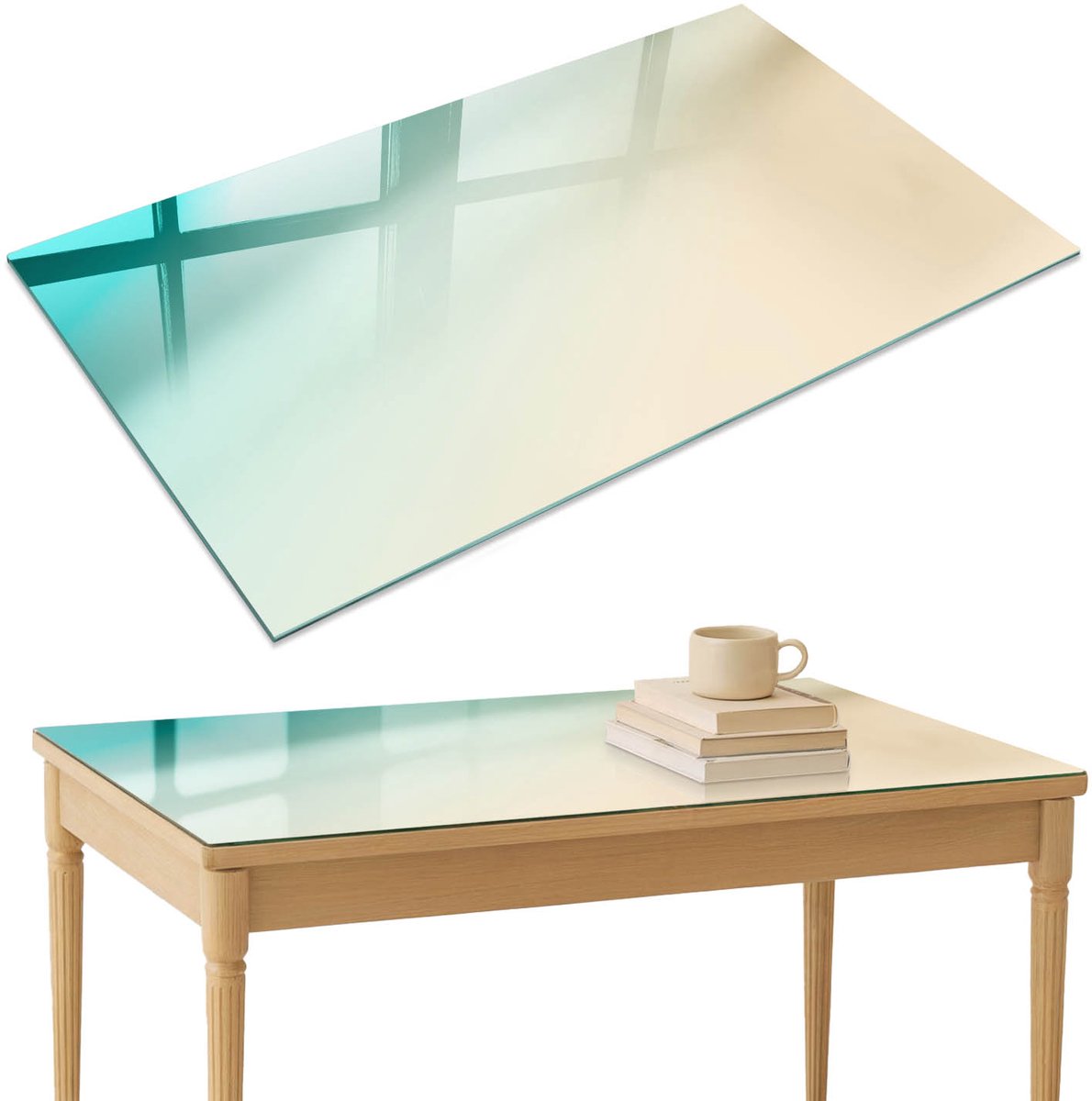 ArtPrintCave Kleurrijk minimalisme Glazen Tafelblad 120x80 cm - Tafelblad Rechthoek - Beige Tafelblad Glas - Achtergronden en patronen Tafelblad Glas