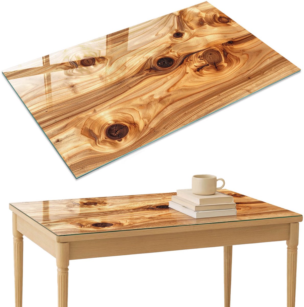 ArtPrintCave Houten patronen Glazen Tafelblad 120x80 cm - Tafelblad Rechthoek - Bruin Glazen Eettafel - Texturen Keukentafel