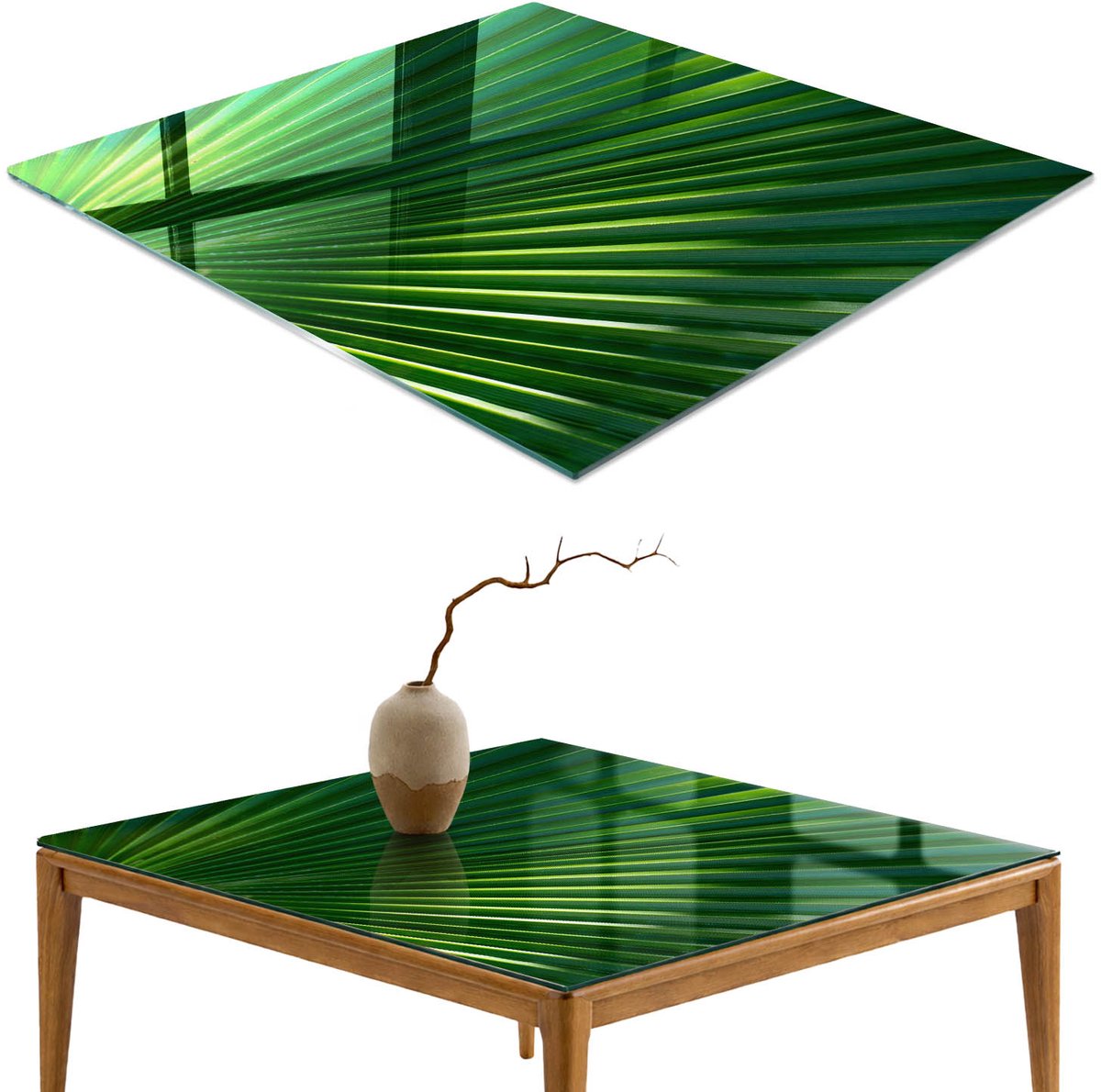 ArtPrintCave Plantmotief Glazen Tafelblad 60x60 cm - Tafelblad Rechthoek - Groente Eettafel Met Glasplaat - Natuur Tafelblad Glas