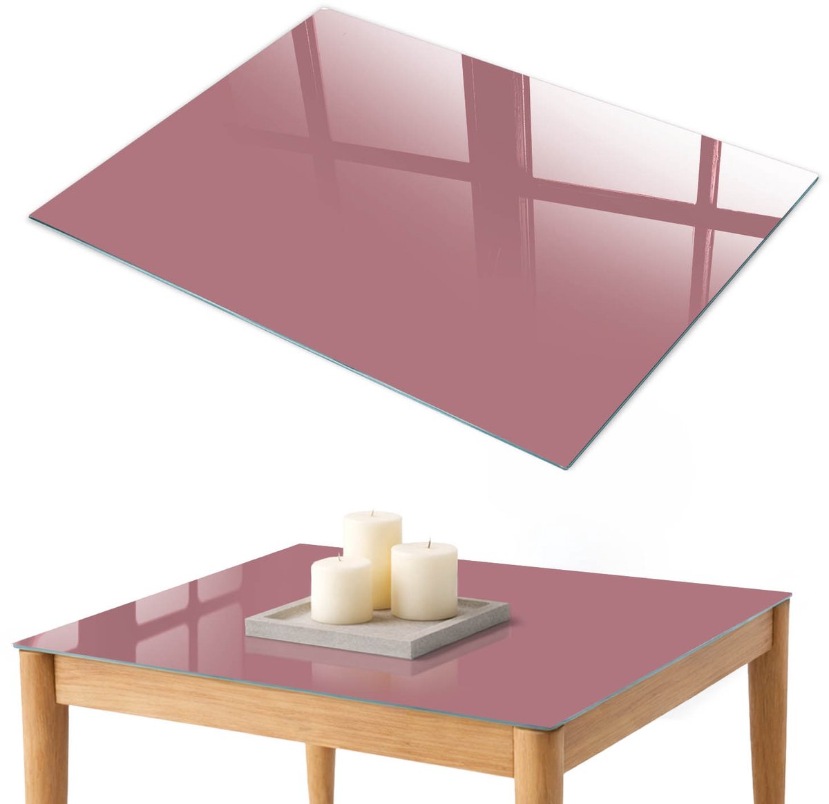 ArtPrintCave Oudroze Glazen Tafelblad 100x70 cm - Tafelblad Rechthoek - Roze Bureaublad - Achtergronden en patronen Eettafel Met Glasplaat