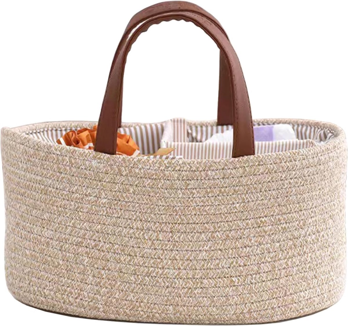 Luier caddy 38 x 25 x 18 cm - Boheems katoenen touw - Draagbare organizer - Ideaal voor onderweg - SnelShoppen